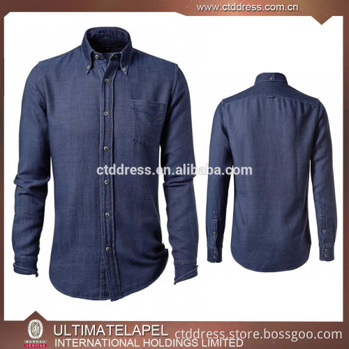 100% cotton slim fit button down collar men's jeans shirt
